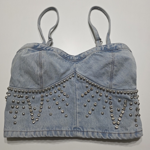 Tops - Studded Denim Crop Top